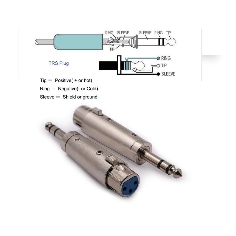 WYMECT 1/4 TRS to XLR Female Adapter Female XLR to 1/4 Stereo Balanced Audio Connector - 2 Pack - Image 4